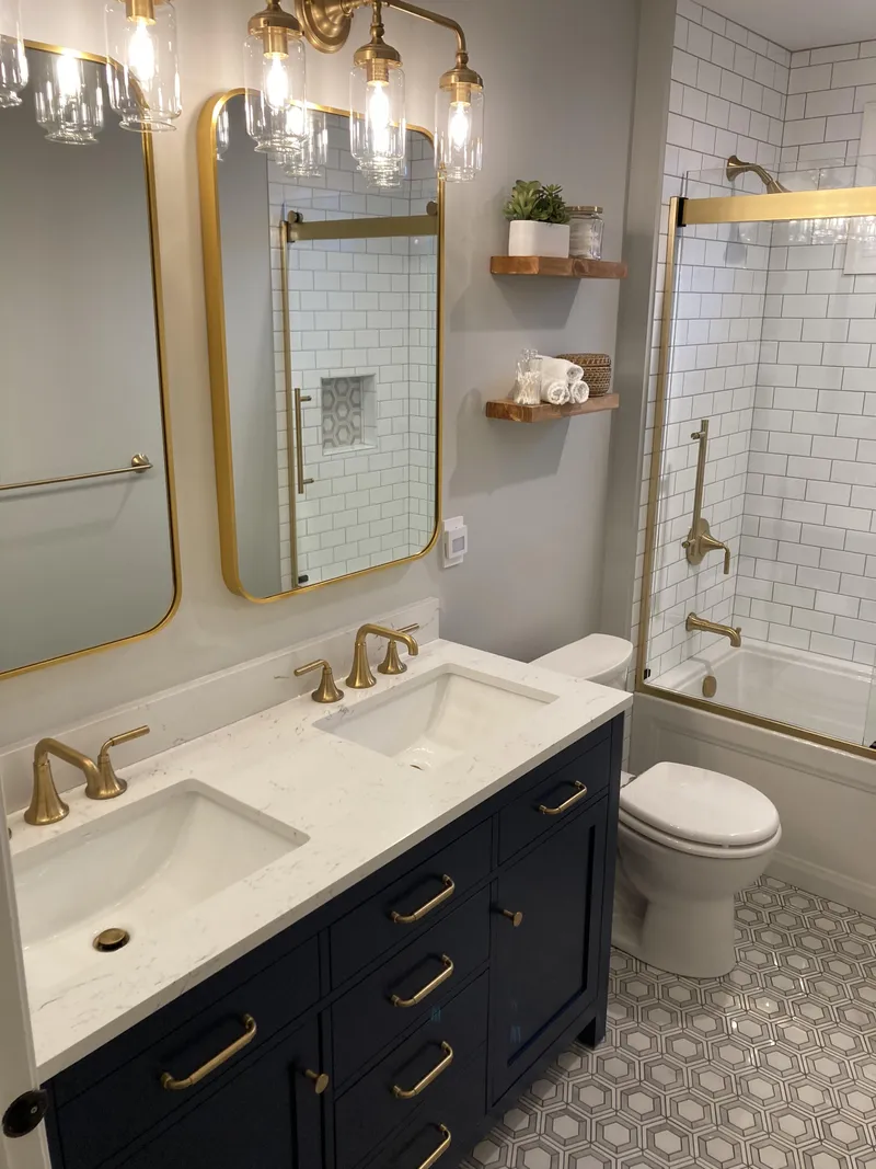 Modern bathroom remodeling with custom tile and fixtures in Chester County PA